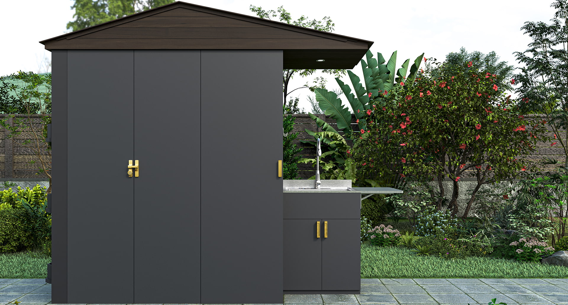 Gabinetes de herramientas multifunción para exteriores de tres puertas grandes G-TC3