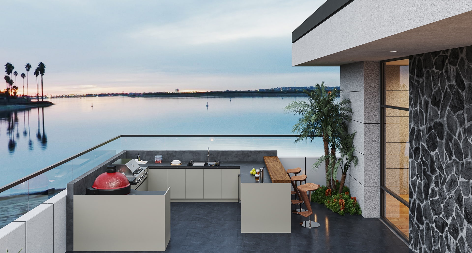 Gabinetes de cocina para exteriores en forma de U